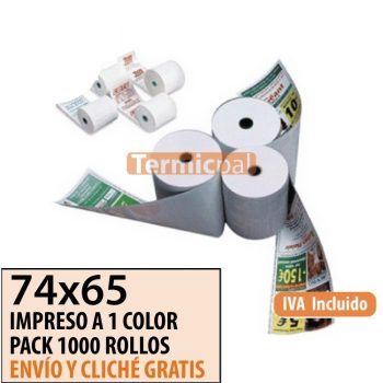 1000 Rollos Electra 74x65 Personalizado 1 Tinta