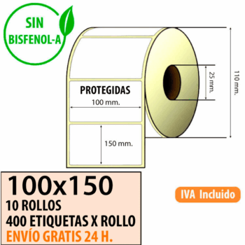 100X150 - 10 Rollos de Et. Térm. PROT 400 ET/ROLLO