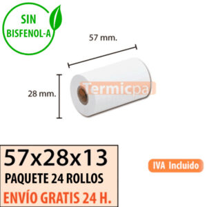 24 Rollos Térmicos 57X28X13 Termógrafo
