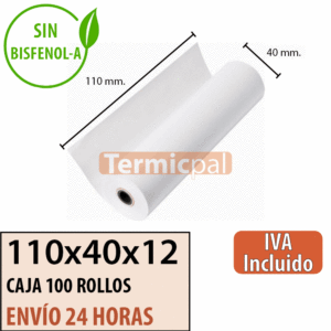 100 rollos papel termico 110x40
