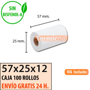 100 Rollos Papel Térmico 57X25