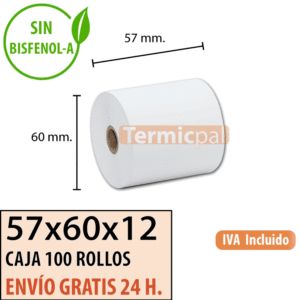 100 rollos papel termico 57x60