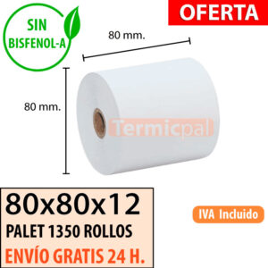 1350 Rollos Papel Térmico 80X80