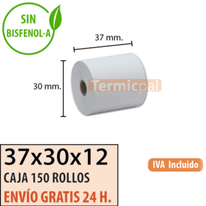 150 rollos papel termico 37x30