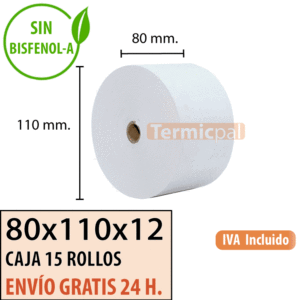 15 rollos papel termico 80x110