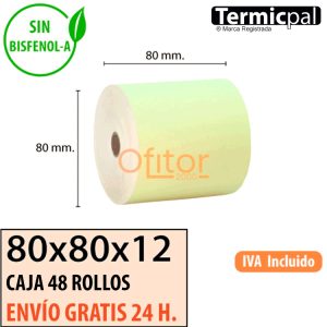 48 Rollos Térmicos 80x80 Amarillo