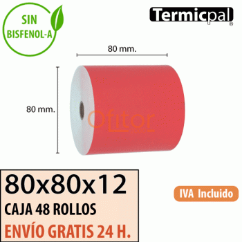 48 Rollos Térmicos 80x80 Rojo