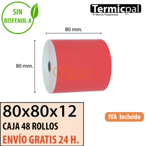 48 Rollos Térmicos 80x80 Rojo