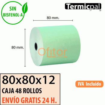 48 Rollos Térmicos 80x80 Verde