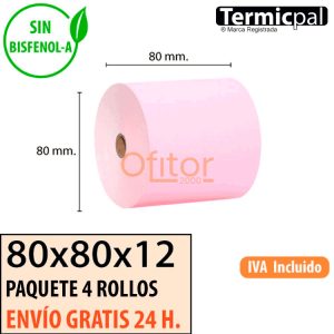 4 Rollos Térmicos 80x80 Rosa
