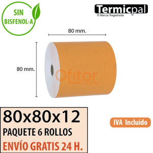 6 Rollos Térmicos 80x80 Naranja