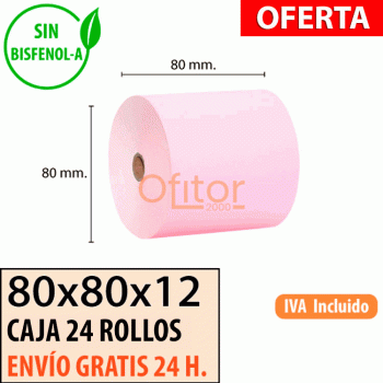 24 Rollos Térmicos 80x80 Rosa